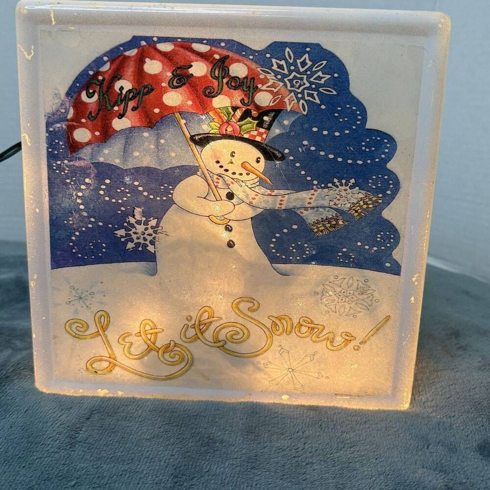Christmas Holiday Decor Heavy Glass Light Up Let It Snow Snowman